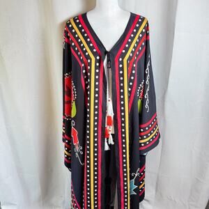 NWT Ursime Maxi Kimono Robe Sz 2XL Mumu Beach Cover Up Tribal Festival Boho